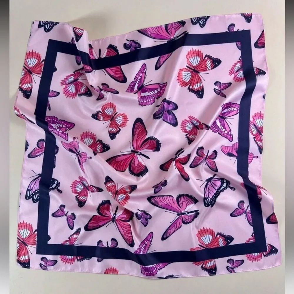 Pink Butterfly Print Scarf N1416